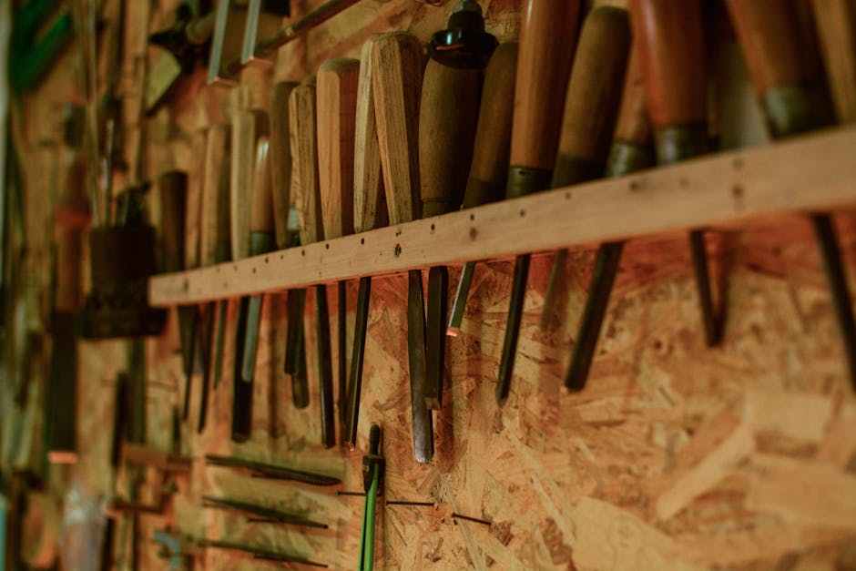 Woodworking hand tools on a workbench