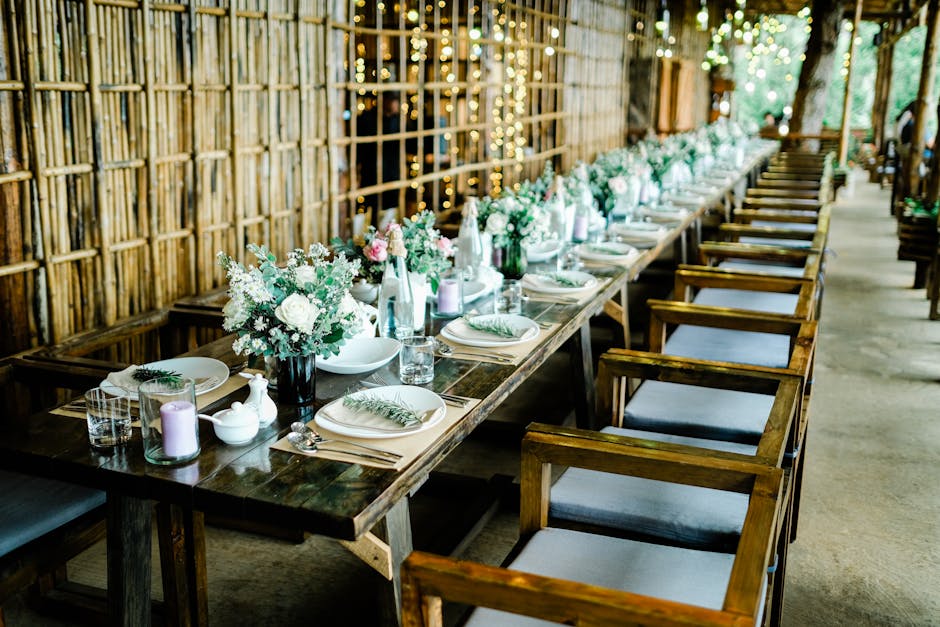 Beautiful wooden custom dining table in a modern home